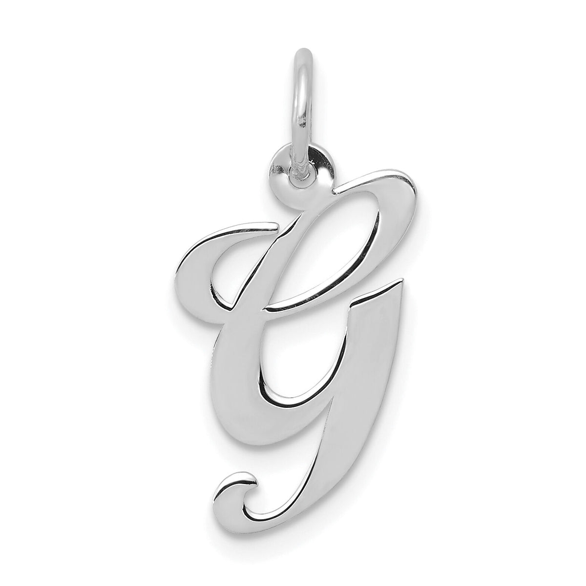 14K White Gold Medium Fancy Script Letter G Initial Charm-YC653G