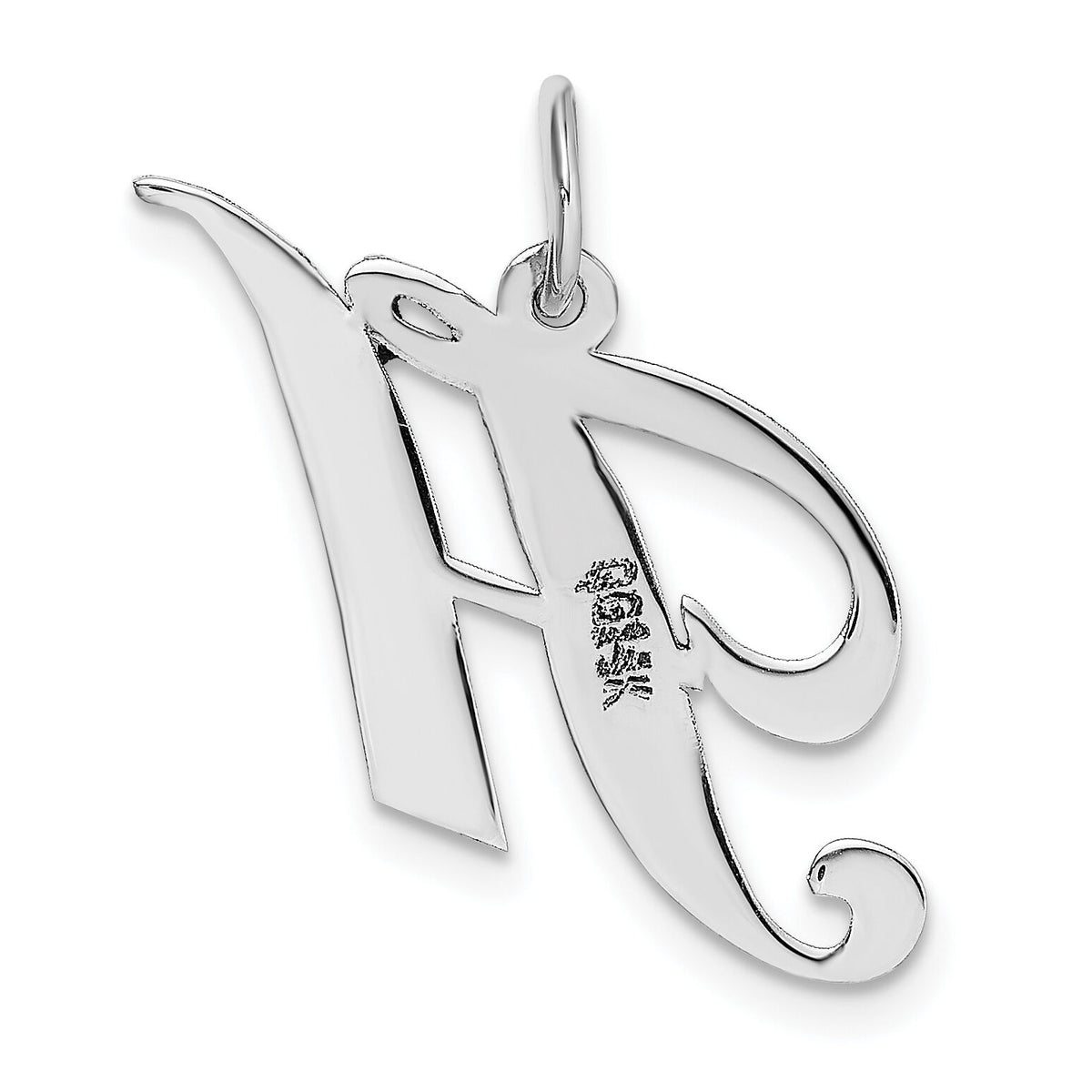 14K White Gold Medium Fancy Script Letter H Initial Charm-YC653H