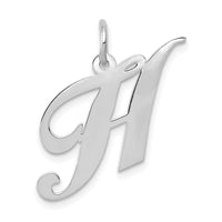 14K White Gold Medium Fancy Script Letter H Initial Charm-YC653H