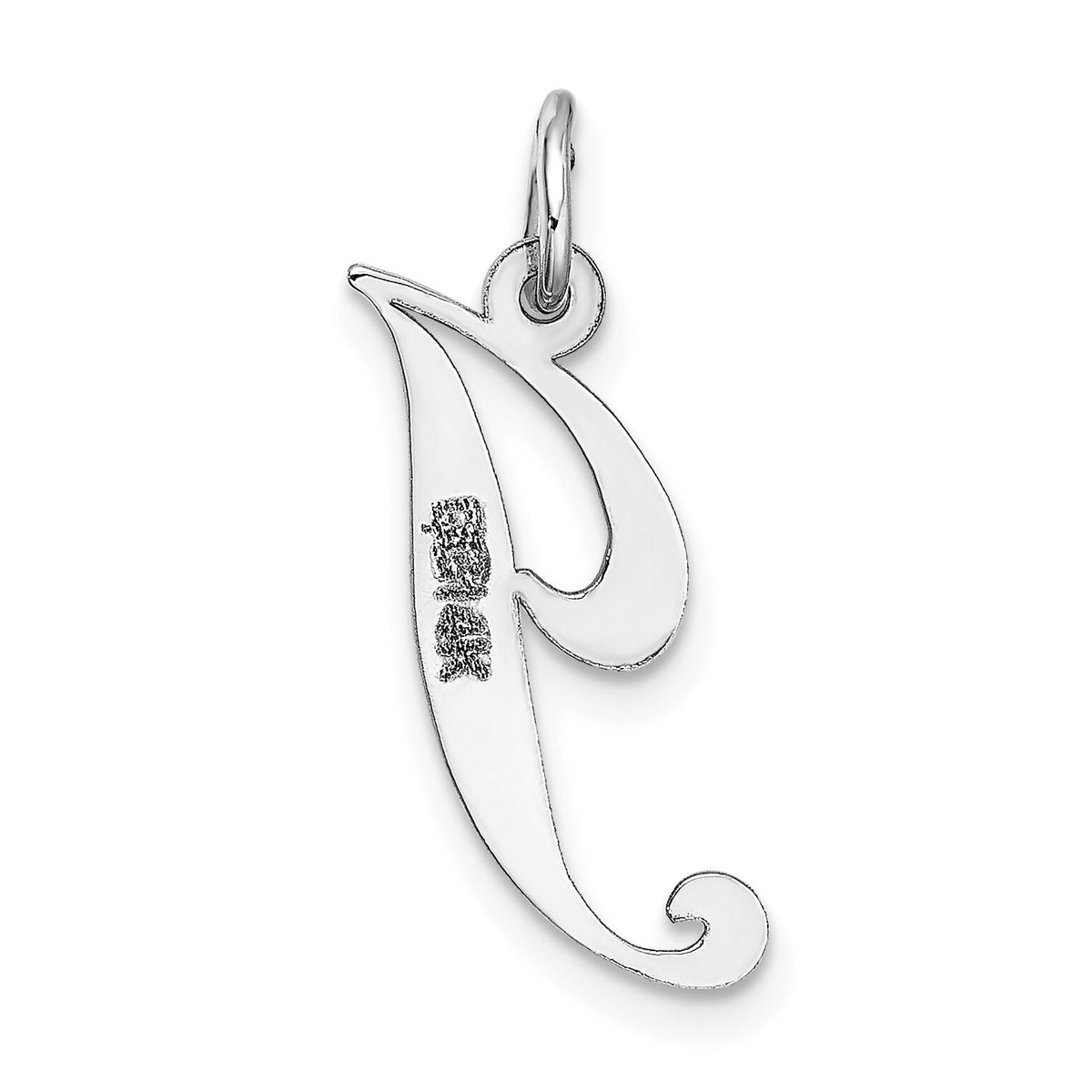 14K White Gold Medium Fancy Script Letter J Initial Charm-YC653J