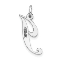 14K White Gold Medium Fancy Script Letter J Initial Charm-YC653J