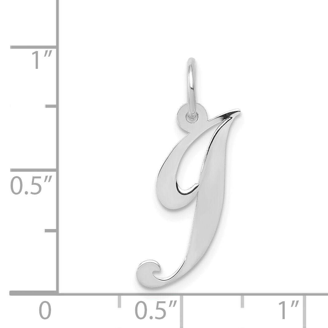 14K White Gold Medium Fancy Script Letter J Initial Charm-YC653J