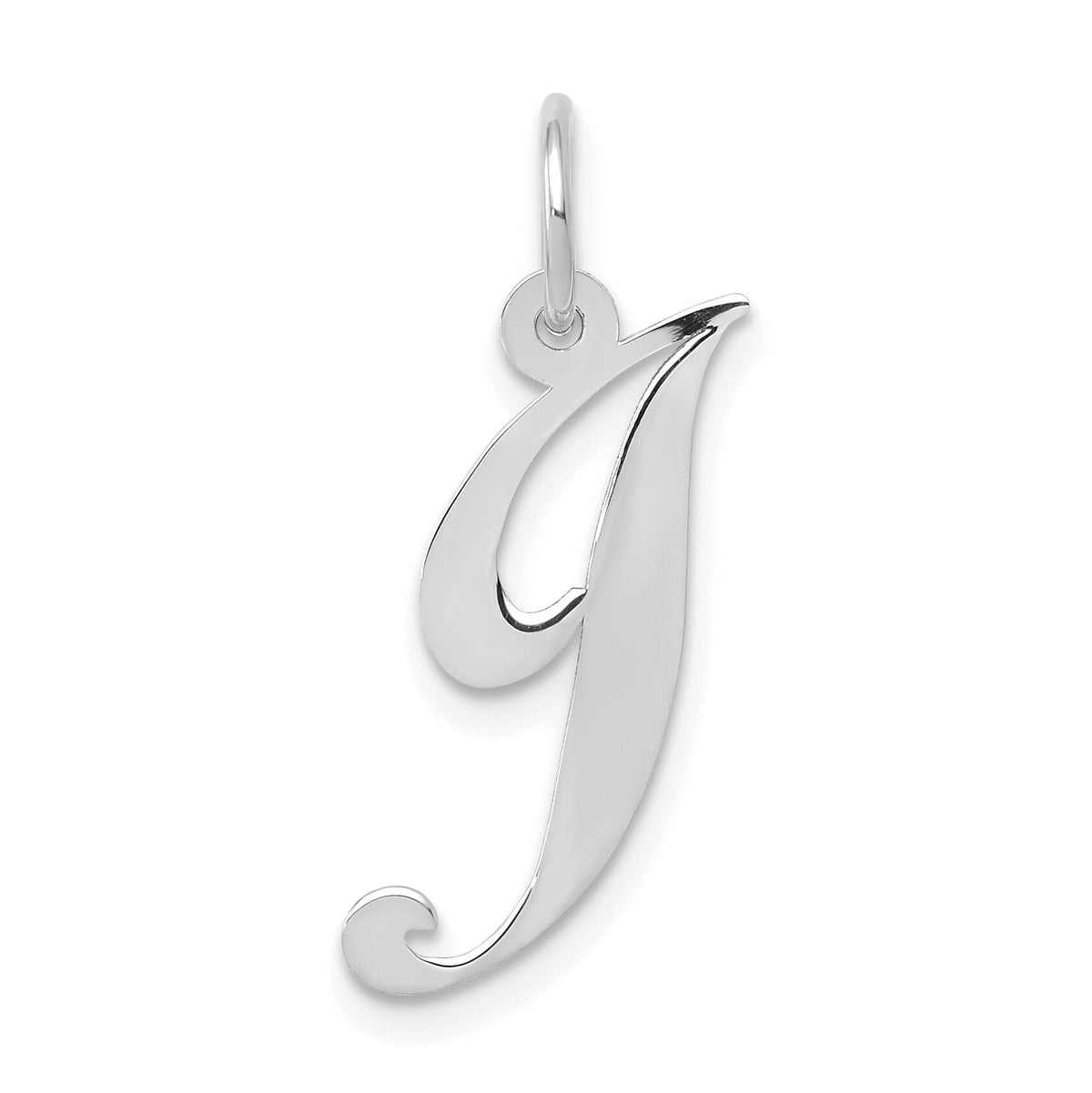 14K White Gold Medium Fancy Script Letter J Initial Charm-YC653J