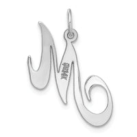 14K White Gold Medium Fancy Script Letter M Initial Charm-YC653M
