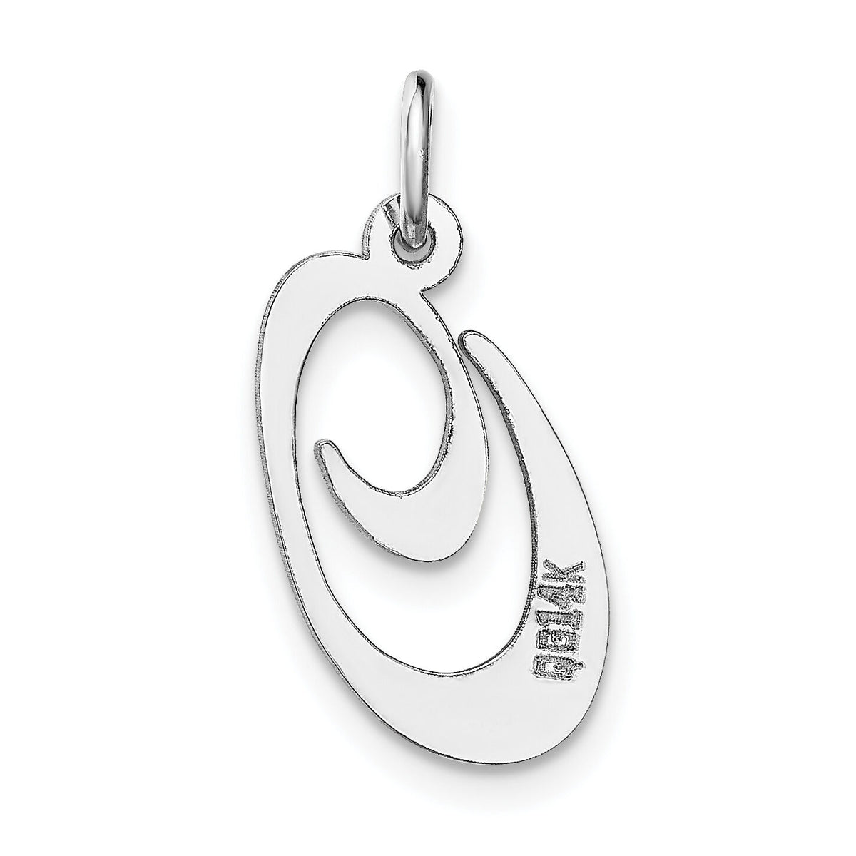 14K White Gold Medium Fancy Script Letter O Initial Charm-YC653O