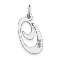 14K White Gold Medium Fancy Script Letter O Initial Charm-YC653O