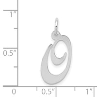 14K White Gold Medium Fancy Script Letter O Initial Charm-YC653O