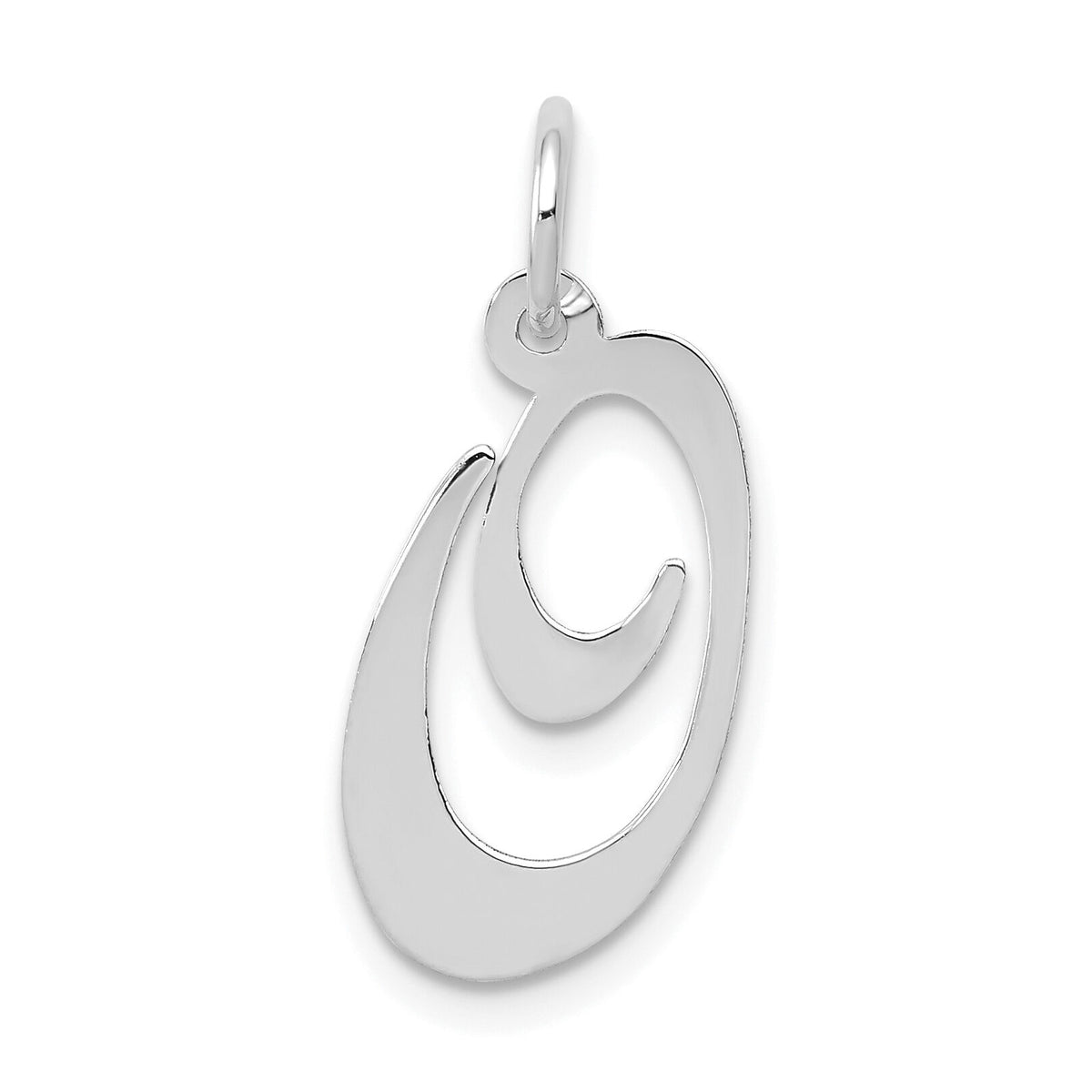 14K White Gold Medium Fancy Script Letter O Initial Charm-YC653O