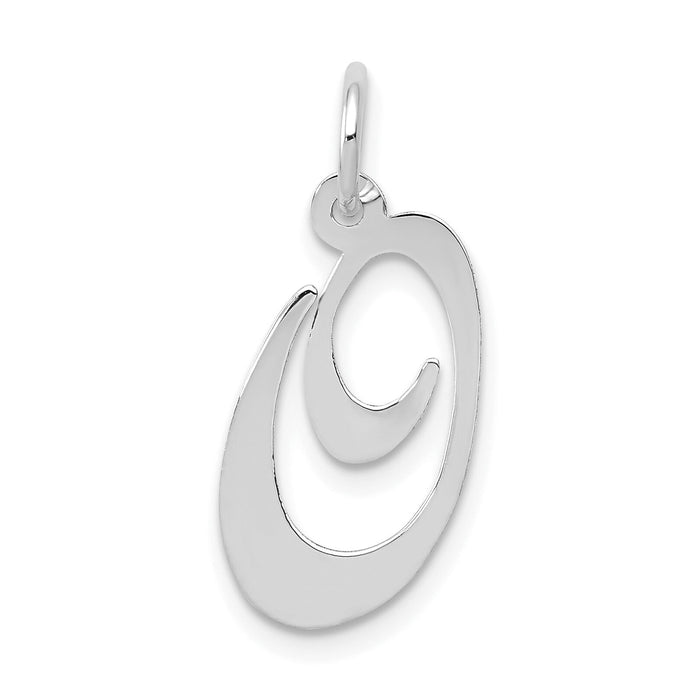 14K White Gold Medium Fancy Script Letter O Initial Charm-YC653O