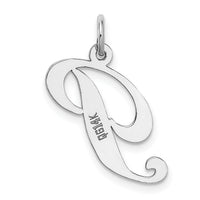 14K White Gold Medium Fancy Script Letter P Initial Charm-YC653P
