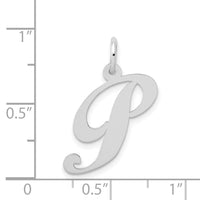 14K White Gold Medium Fancy Script Letter P Initial Charm-YC653P
