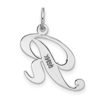 14K White Gold Medium Fancy Script Letter R Initial Charm-YC653R