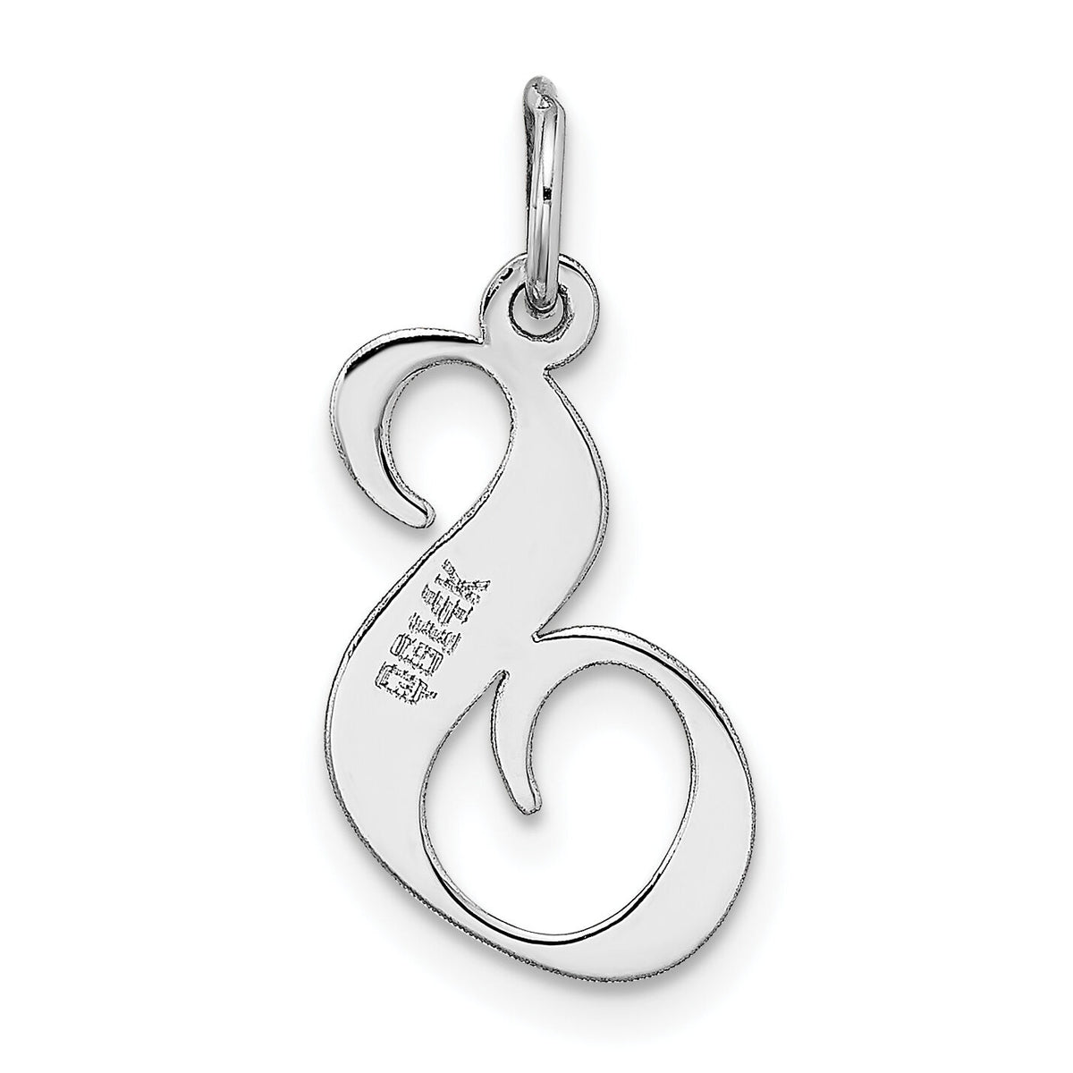 14K White Gold Medium Fancy Script Letter S Initial Charm-YC653S