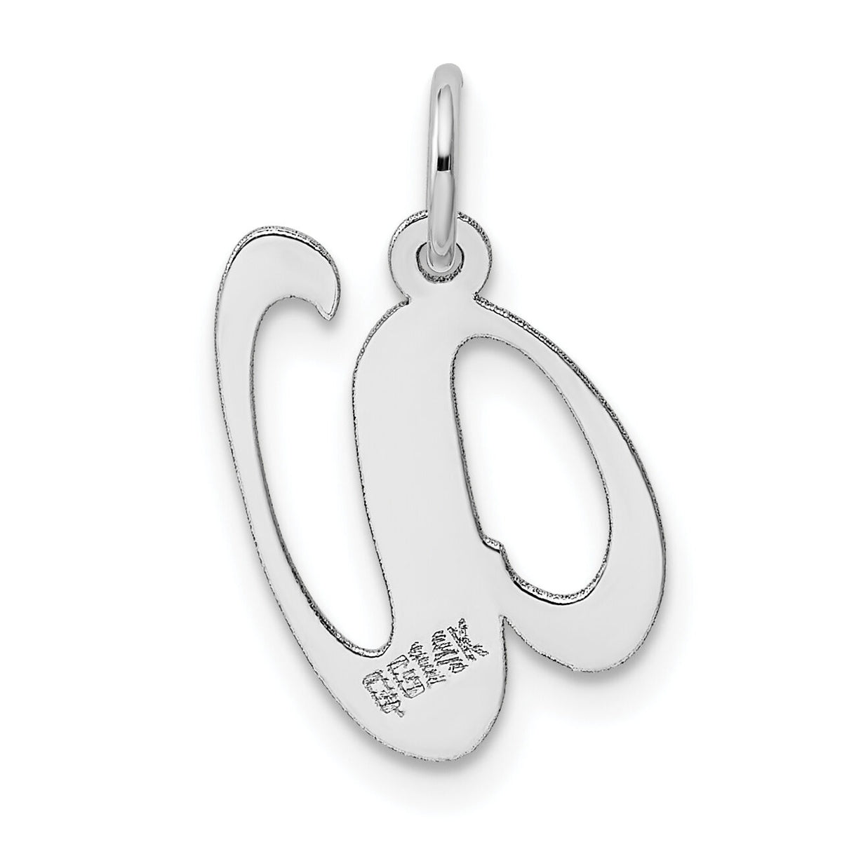 14K White Gold Medium Fancy Script Letter V Initial Charm-YC653V