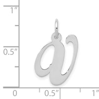 14K White Gold Medium Fancy Script Letter V Initial Charm-YC653V
