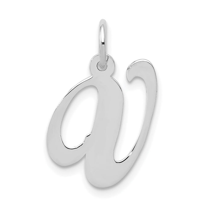 14K White Gold Medium Fancy Script Letter V Initial Charm-YC653V