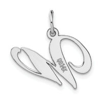 14K White Gold Medium Fancy Script Letter W Initial Charm-YC653W