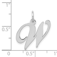 14K White Gold Medium Fancy Script Letter W Initial Charm-YC653W