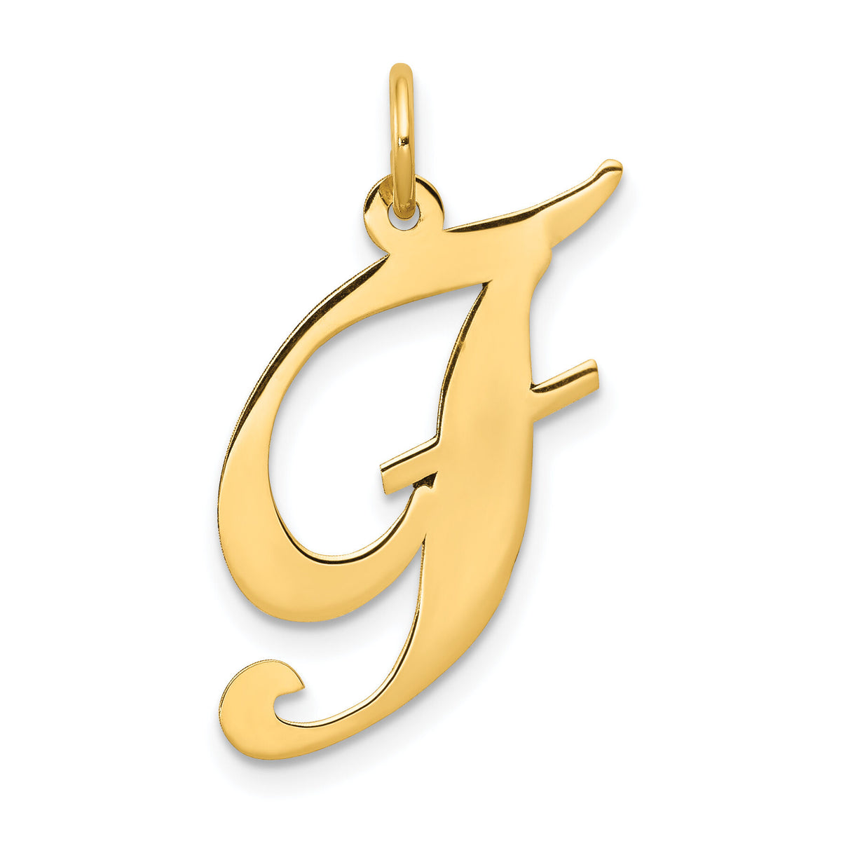 14k Large Fancy Script Letter F Initial Charm-YC654F