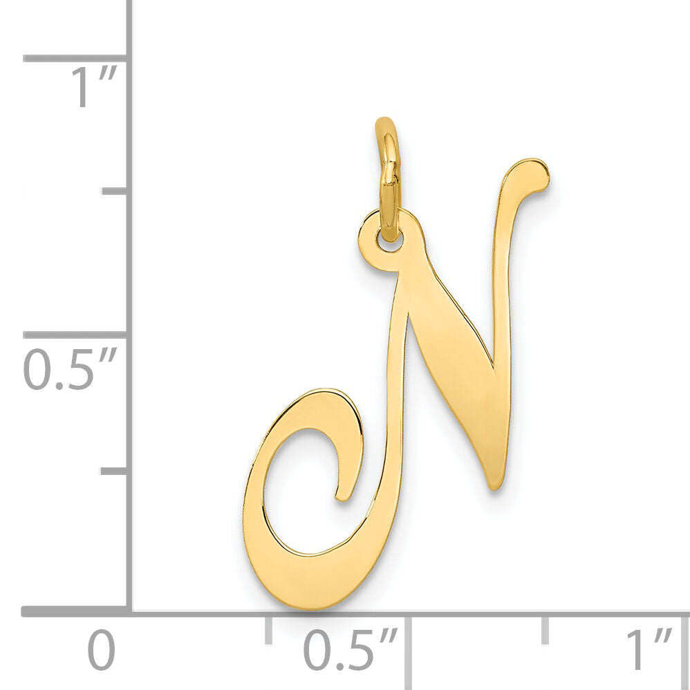 14k Large Fancy Script Letter N Initial Charm-YC654N