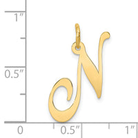 14k Large Fancy Script Letter N Initial Charm-YC654N