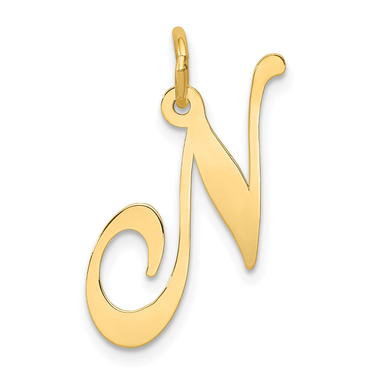 14k Large Fancy Script Letter N Initial Charm-YC654N
