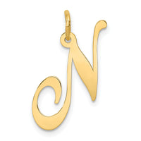 14k Large Fancy Script Letter N Initial Charm-YC654N