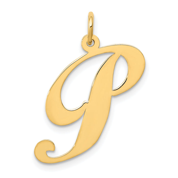 14k Large Fancy Script Letter P Initial Charm-YC654P