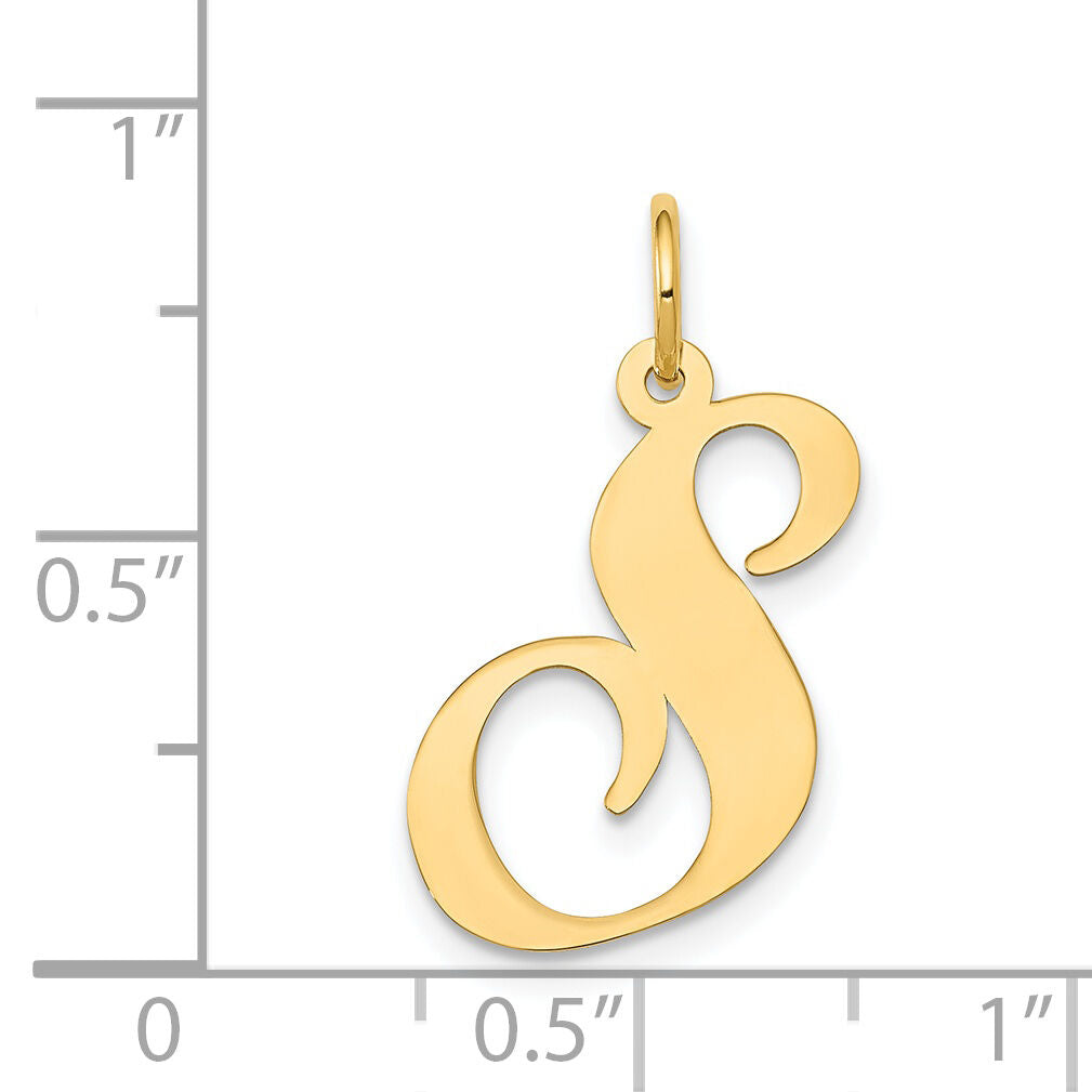 14k Large Fancy Script Letter S Initial Charm-YC654S
