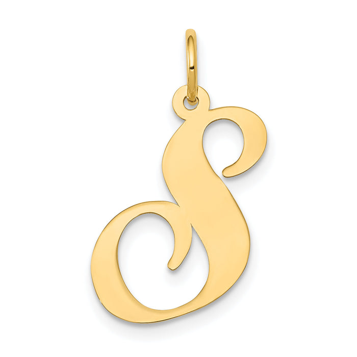 14k Large Fancy Script Letter S Initial Charm-YC654S