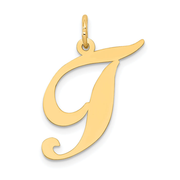 14k Large Fancy Script Letter T Initial Charm-YC654T