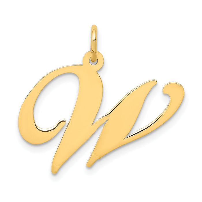 14k Large Fancy Script Letter W Initial Charm-YC654W