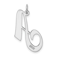 14k White Gold Large Fancy Script Letter A Initial Charm-YC655A
