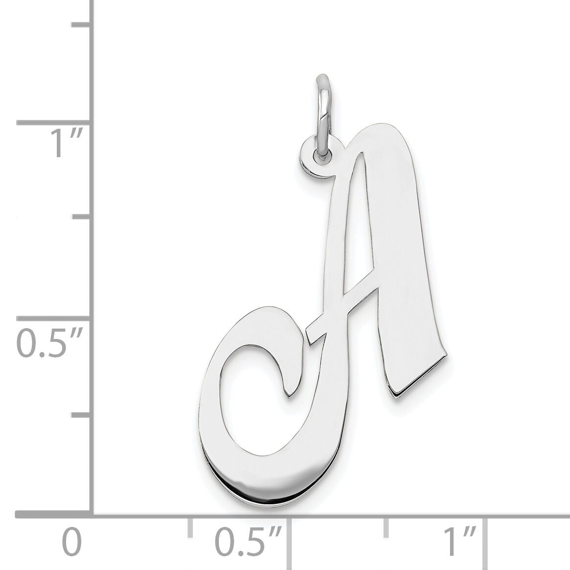 14k White Gold Large Fancy Script Letter A Initial Charm-YC655A