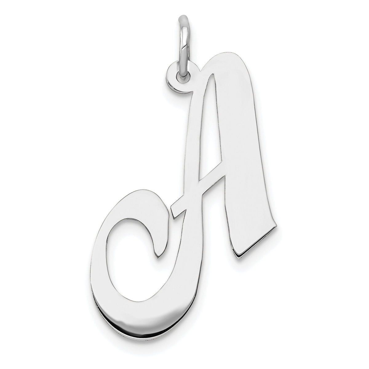 14k White Gold Large Fancy Script Letter A Initial Charm-YC655A