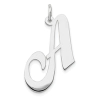 14k White Gold Large Fancy Script Letter A Initial Charm-YC655A