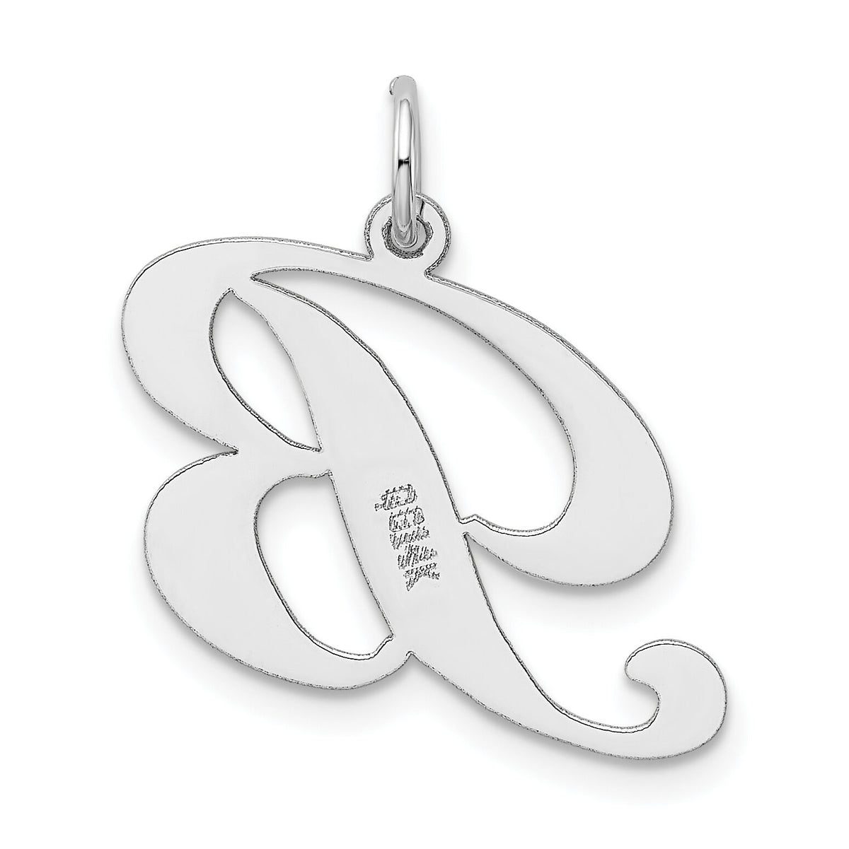 14k White Gold Large Fancy Script Letter B Initial Charm-YC655B