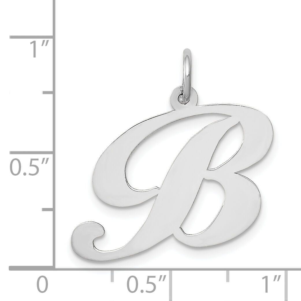 14k White Gold Large Fancy Script Letter B Initial Charm-YC655B