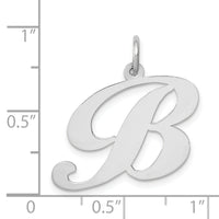 14k White Gold Large Fancy Script Letter B Initial Charm-YC655B