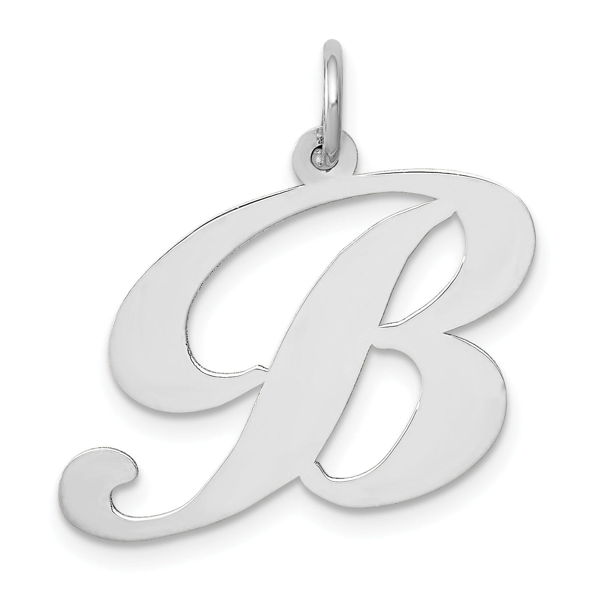 14k White Gold Large Fancy Script Letter B Initial Charm-YC655B