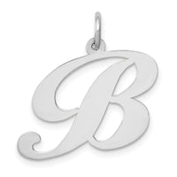 14k White Gold Large Fancy Script Letter B Initial Charm-YC655B