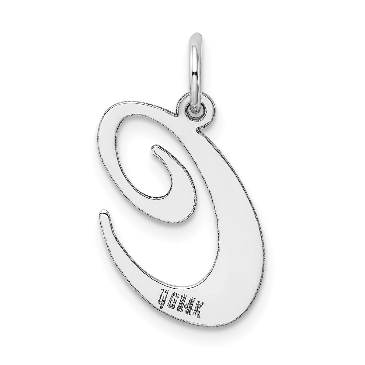 14k White Gold Large Fancy Script Letter C Initial Charm-YC655C