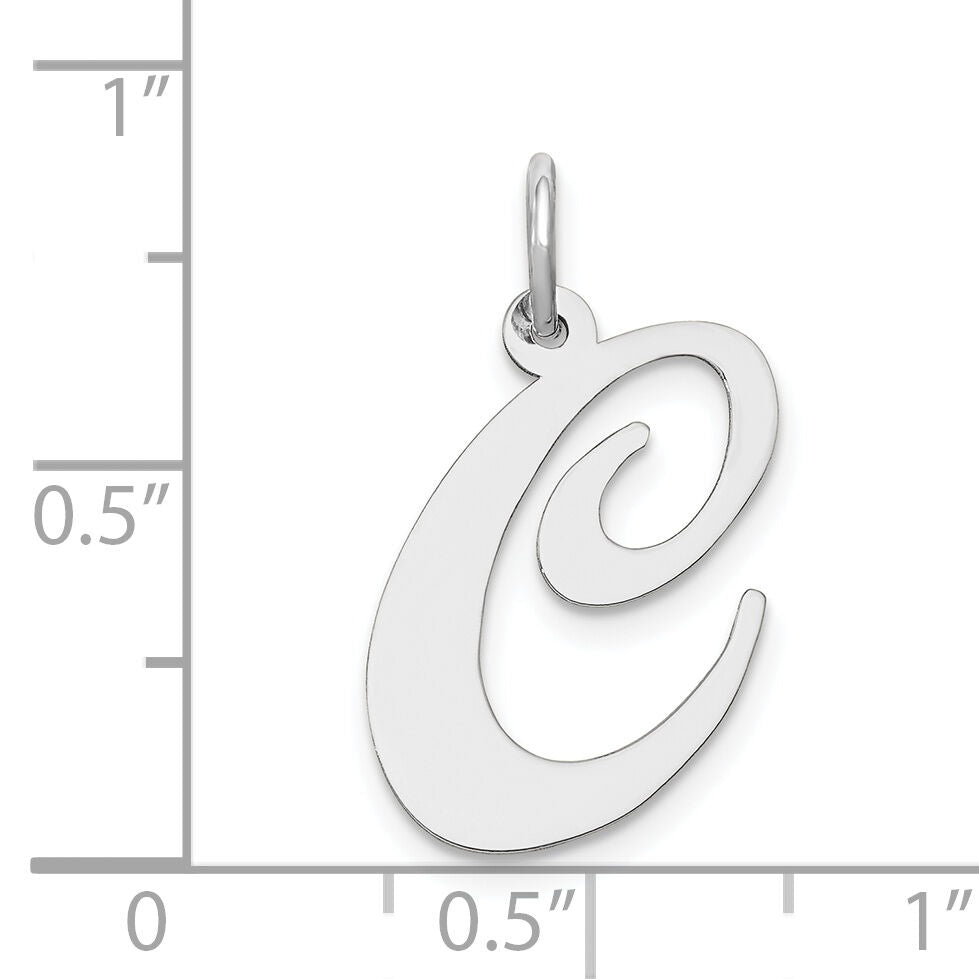 14k White Gold Large Fancy Script Letter C Initial Charm-YC655C