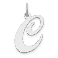 14k White Gold Large Fancy Script Letter C Initial Charm-YC655C