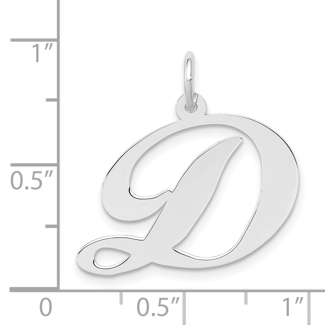 14k White Gold Large Fancy Script Letter D Initial Charm-YC655D
