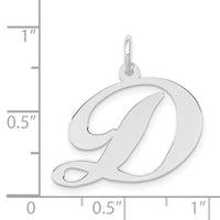 14k White Gold Large Fancy Script Letter D Initial Charm-YC655D