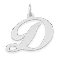 14k White Gold Large Fancy Script Letter D Initial Charm-YC655D