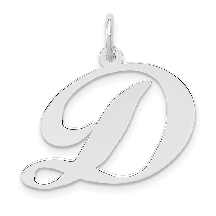 14k White Gold Large Fancy Script Letter D Initial Charm-YC655D