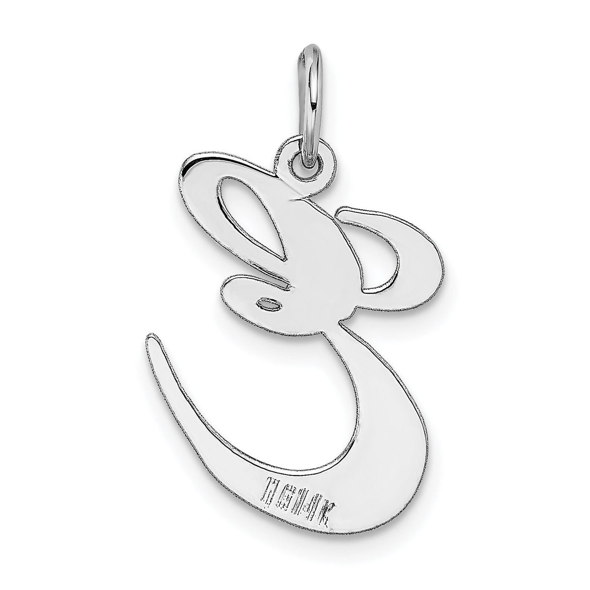 14k White Gold Large Fancy Script Letter E Initial Charm-YC655E