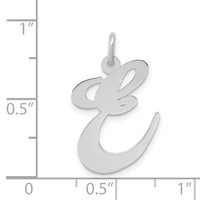 14k White Gold Large Fancy Script Letter E Initial Charm-YC655E